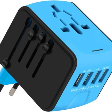 Universal Worldwide Travel Adaptor with USB-C & USB-A – Fast Charging Plug for 224+ Countries