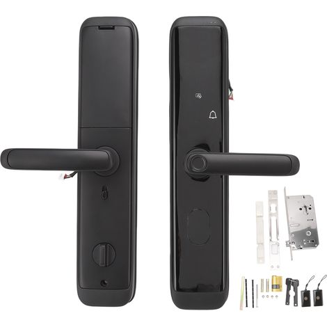 Verrou de porte intelligent à empreinte digitale Bluetooth, mot de passe, contrôle via application Tuya, serrure avec clés pour appartement hôtel, noir 6V (1/5)