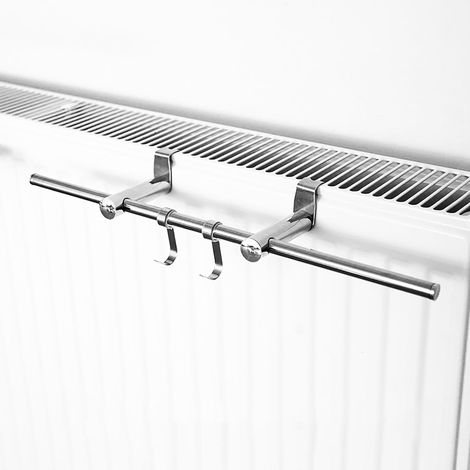 Étendoir Radiateur Réglable en Acier Inoxydable Antirouille, Porte Serviette Salle de Bain sans Perçage, Support Serviette Mural pour Salle de Bain (1/4)