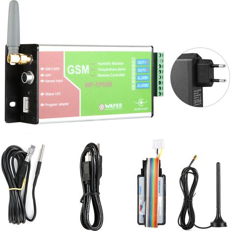 WF TP02B GSM Contrôleur de Température avec Alarme SMS, Sonde de Surveillance à Distance, 100-240V (Prise UE)
