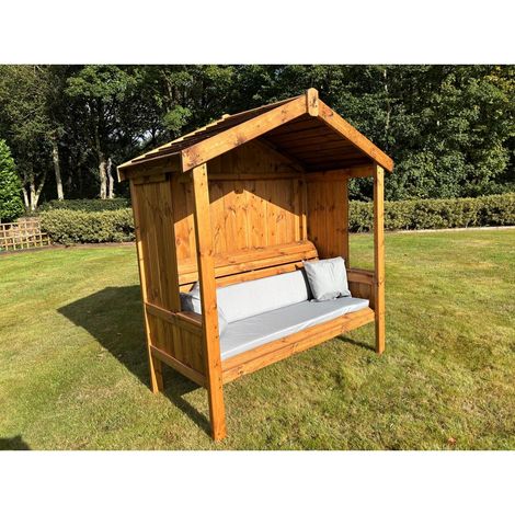 Three Seater Imperial Arbour - L80 x W183 x H194 cm - Grey Cushion Included - Fully Assembled