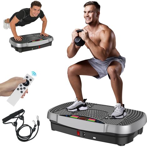 Plateforme vibrante fitness – 99 niveaux, 5 programmes, ceinture incluse, compacte et silencieuse, brûle-graisse et musculation
