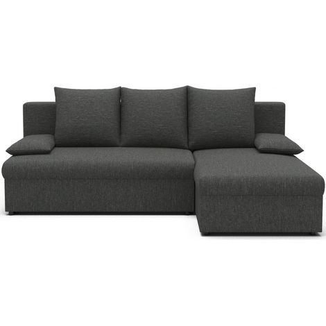 Sofá de esquina Gris oscuro 3 plazas asiento profundo 206x90x146cm GINA (1/5)