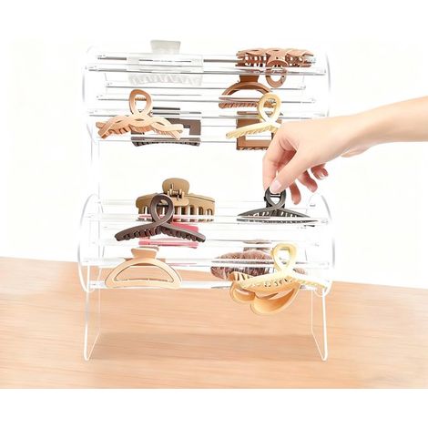 Supporto girevole a 360 gradi in acrilico a doppio strato per riporre fermagli e cerchietti, 30 cm (1/5)