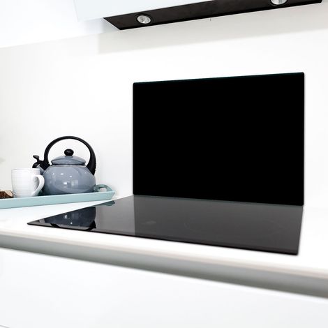 PLAQUE DE PROTECTION EN VERRE POUR CUISINIÈRE 80x52 NOIRE (1/5)