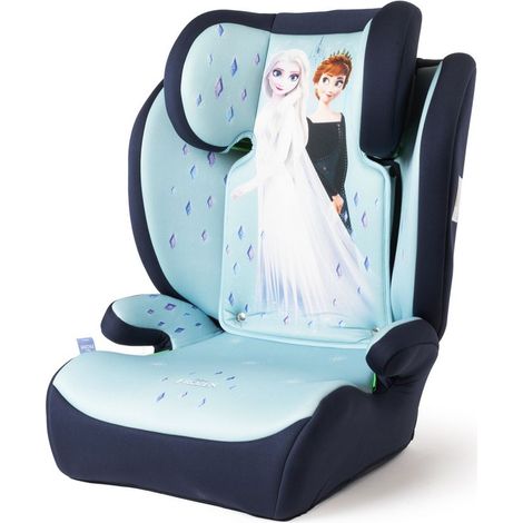Disney Seggiolino auto Frozen per la sicurezza delle bambine con altezza da 100 a 150 cm con grafiche di Elsa e Anna su fondo azzurro