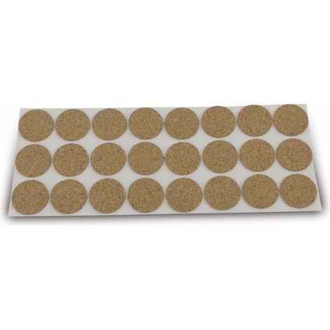 EUROTOOLS Patins pour meubles 342-NBFR, liège, Ø 28 mm, 24 pièces