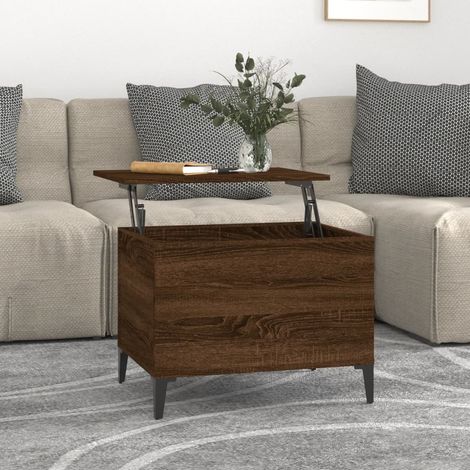 Table basse Table d’Appoint salon, style industriel Chêne marron 60x44,5x45 cm Bois d'ingénierie BV66674 (1/5)