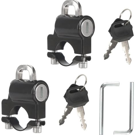 Serrure Casque Moto - Alliage D Aluminium - Pour Guidon 22 À 28 Mm - Compatible Scooter Et Vélo Électrique - 2 Pièces