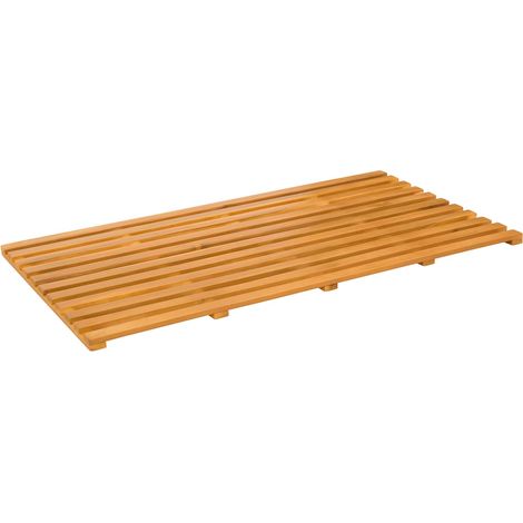 Bath Mat Plain Brown 100 x 53 x 2.5 cm Wood vidaXL