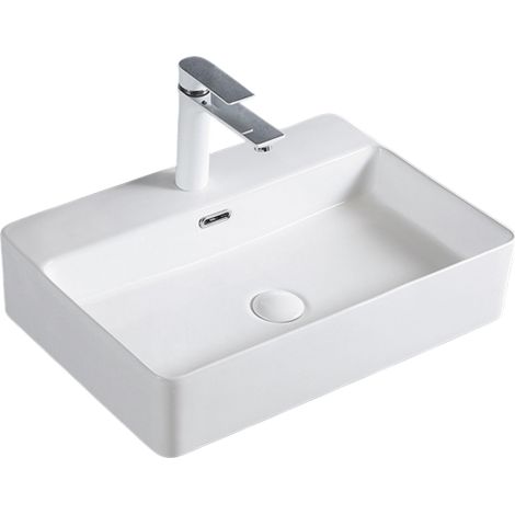 BERNSTEIN - Lavabo mural de cerámica KW6146 - 50 x 42 x 12,5 cm - Sin desagüe automático, Blanco brillante