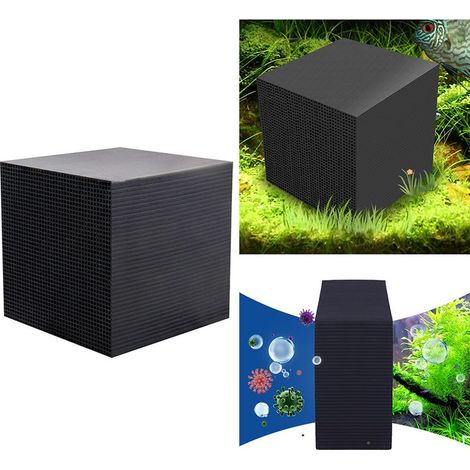 Le matériau de charbon actif de cube de filtre à eau d'aquarium purifie l'eau, élimine l'odeur jaunâtre et élimine la turbidité (101010 cm),Noir, 10X10X10CM (1/5)