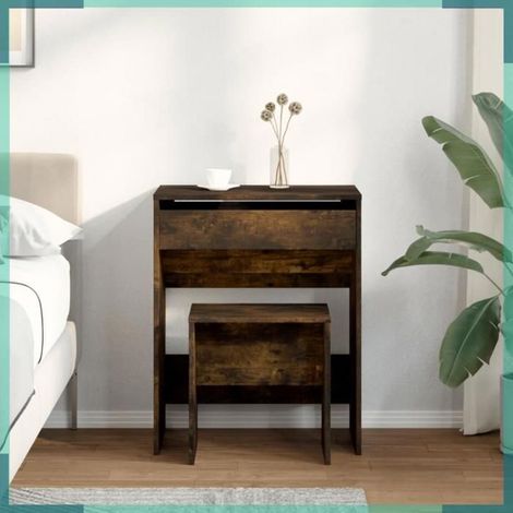 848217 Coiffeuse et tabouret chêne fumé 60x40x113,5 cm (1/5)