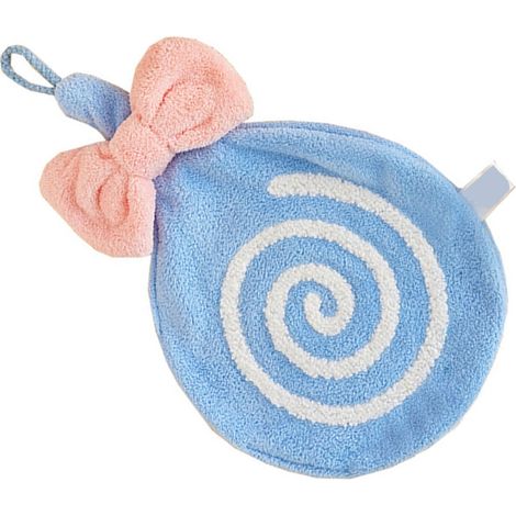 Serviette de toilette pour enfants, douce et épaisse, en velours corail absorbant, avec boucle de suspension, bleue. Idéale pour la salle de bain et la cuisine. (1/5)