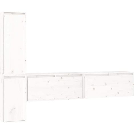 Meubles TV 4 pcs, Étagère TV, Meuble de Salon, Blanc Bois massif de pin OIB6505E (1/5)