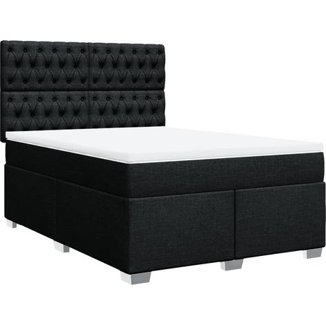 Maison Exclusive - Boxspringbett mit Matratze Schwarz 140x200 cm (1/5)