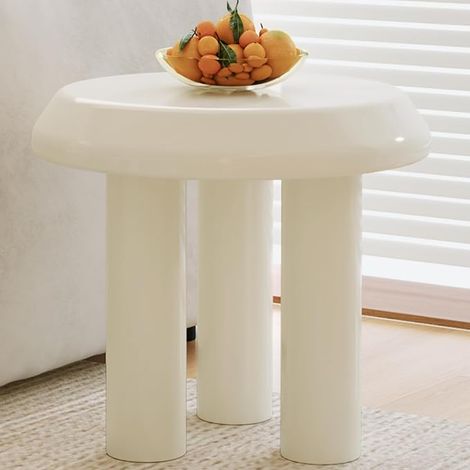 Guyii Table d'appoint Ronde, Petite Table Basse dans Le Salon ou la Chambre, Style Moderne et Minimaliste, Blanc (1/5)