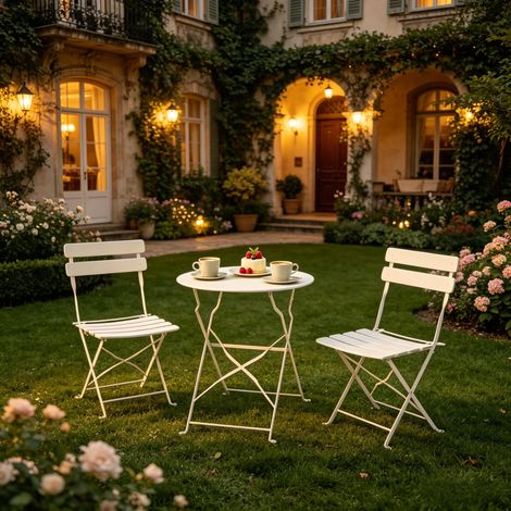Ensemble de mobilier de terrasse portable, mobilier de patio pliable, table et chaises de bistrot d'extérieur, table et chaises de salle à manger d'extérieur minimalistes (comprend 1 table à manger et (1/5)