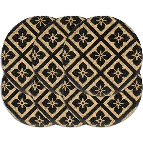 Napperons de table ronds en jute noir, faits main, 6 pièces, diamètre 38 cm - PANGIVO (1/4)