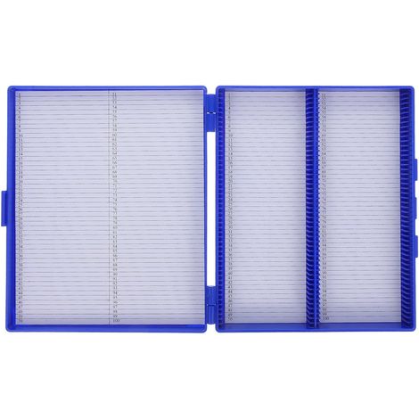 Boîte de Rangement pour et Identification Facile pour Lames de Microscope 100 Emplacements Numérotés en Plastique Bleu Fermeture Sécurisée en Laboratoire (1/5)