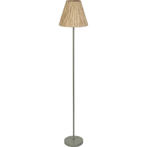 OSRAM Lampadaire Decor Raffia vert en raphia et métal, E27, 1600 mm de hauteur, abat-jour en matériau recyclé, durable grâce à sa source lumineuse remplaçable, montage simple (1/5)