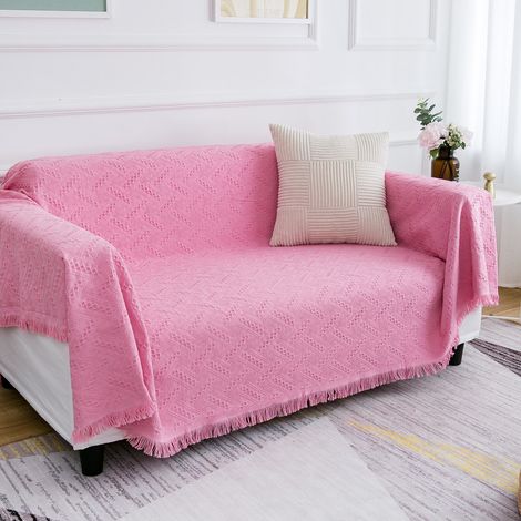 Couverture en coton Four Seasons, serviette de canapé à coussin simple, couverture de déjeuner à la mode(rose,90x150cm)