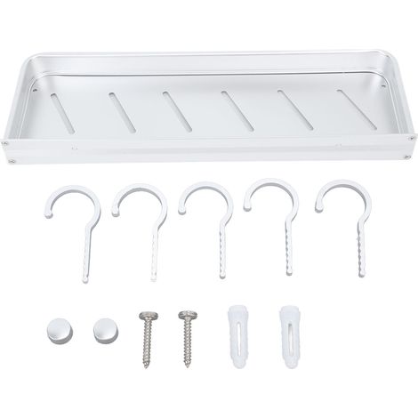 Étagère aluminium salle de bain sans perçage 40cm avec crochet, rangement mural pour toilettes, support mural sans vis (1/5)