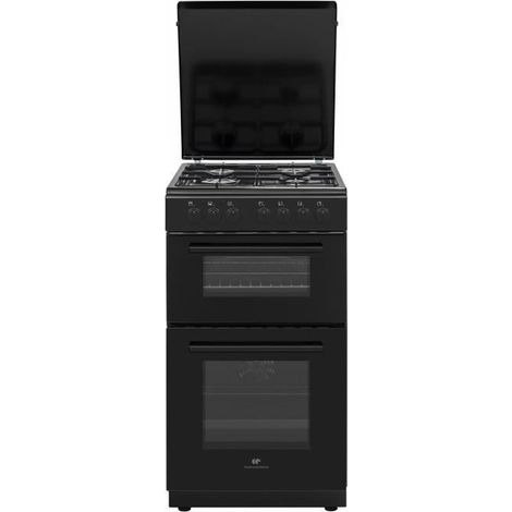 Continental Edison – Cuisinière gaz 4 feux CECDF5060B3 – Double four électrique 53L et 32L – Nettoyage catalyse – Allumage automatique – Sécurité gaz