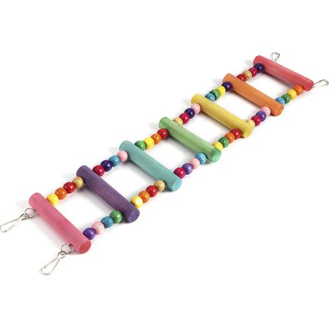 Perles colorées en bois naturel, échelle à grimper, balançoire, support pour perroquet, accessoires pour perroquets (1/5)