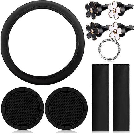 10-teiliges Lenkradbezug-Set für Damen, süße Accessoires, schwarz (1/5)