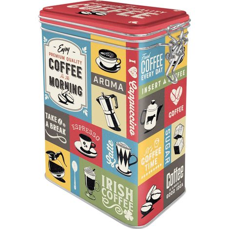 Nostalgic-Art Contenitori da caffè retrò Coffee Collage – Idea Regalo per la Cucina, Scatola di Latta con Coperchio Salva Aroma, Design Vintage, 1,3 l (1/5)