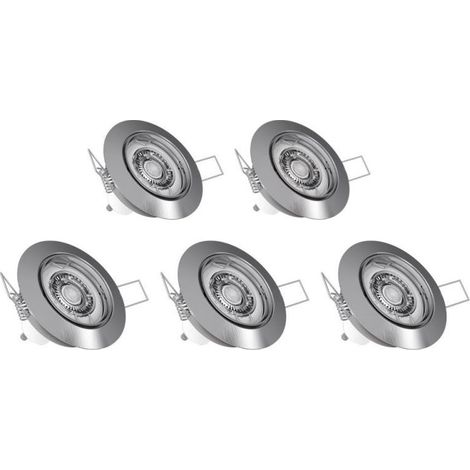 Pack de 5 spots encastrés orientables dimmables – Ampoules LED GU10 6W (eq. 50W) – Blanc chaud 2700K – Compatible variateurs – PACK5SP50ASD (1/5)