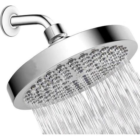 Pommeau de douche rond haute pression en acier inoxydable 304 de 15 cm pour une douche confortable à faible pression d'eau - Montage mural ou au plafond (chrome) (1/5)