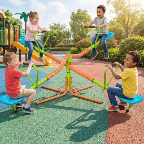 Bascule rotative extérieure 4 places pour enfants, 360°, acier et HDPE DESVIAE (1/5)