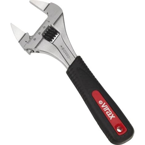 1 - Clé à molette - Outil de plomberie - Ouverture extra large - Pour cuivre et laiton - Maintenance chauffage - Manche antidérapant - Noir - 17,5cm (1/5)
