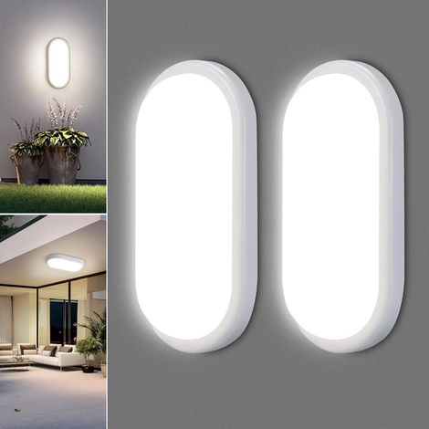 Plafonnier LED Ovale, 12W 1200LM Applique Murale Intérieure, IP54 Plafonnier Salle de Bain, 4000K Luminaires Intérieur, Lampe Exterieur Eclairage LED pour Garage Couloir Cave Balcon (1/5)