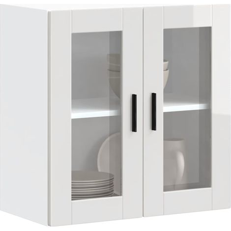 Armario pared para cocina puerta cristal Porto blanco brillante vidaXL (1/5)