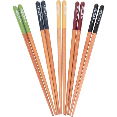 5 Paires baguettes, bambou naturel, finition lisse, surface antidérapante, usage quotidien (1/5)