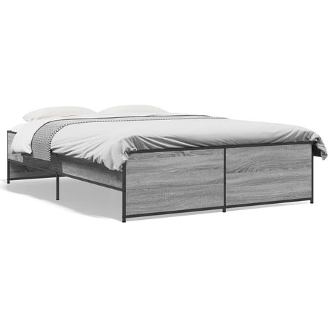 Maison Exclusive - Estructura cama madera ingeniería metal gris S (1/5)