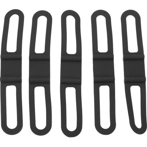 DUUTI Lot de 5 sangles en silicone pour vélo, lampe torche, support de guidon, sangles de vélo polyvalentes, noires (1/5)