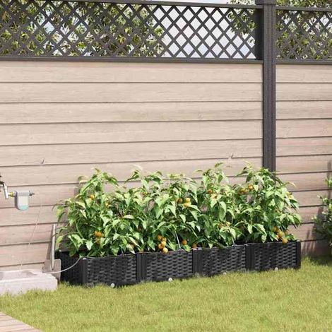 42002844 Cache-pot de jardin 4 pcs Noir Acier (1/5)