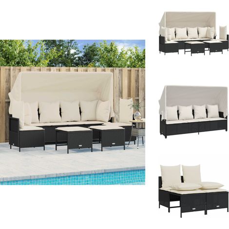 Salon de jardin 5 pcs avec coussins noir résine tressée - Salon De Jardin - Canapé D'extérieur - Set Salon - Mobilier De Jardin - Résine Tressée (1/5)