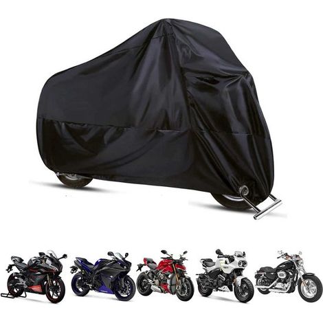 Funda para motocicleta, Impermeable, Protección contra la lluvia y el polvo, Protección UV, Protección contra la nieve, 245105125 cm, Negra (1/5)