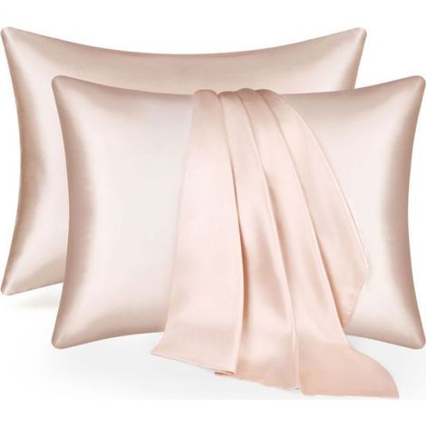 Taie D Oreiller - Simili-soie - 51 x 76 cm - Rose - Lot de 2 (1/5)