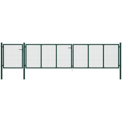 Vidaxl – Portail grillagé en acier 500 x 100 cm – Résistant à la rouille – Soudé avec fils de mailles épaisses – Avec serrure et 3 clés