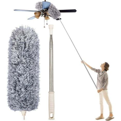 Plumeau Poussière, Plumeau Microfibre avec Poignée en Acier Inoxydable, Plumeau Extensible de 30 à 100 "pour Nettoyer Les Ventilateurs de Plafond, Les Stores, Les plinthes, Les Voitures