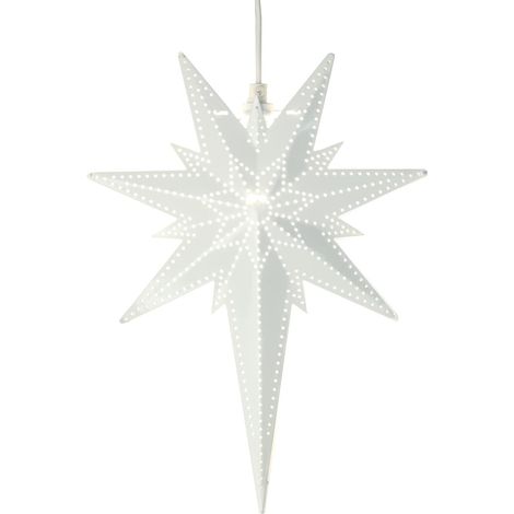 Étoile asymétrique en métal « Betlehem » avec douille E14, fonctionnement électrique, blanche, H 35 cm