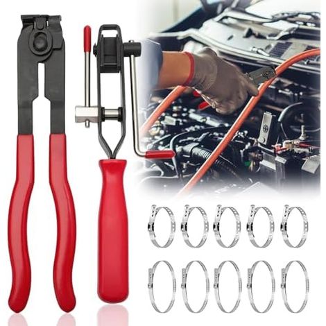Pinces à outils pour manchons essieu : ensemble de 12 colliers serrage, 2 pinces serrage d'essieu, pince collier d'oreille, bandes - (1/5)