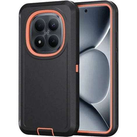 (Noir/Orange, Redmi 13 5G) Coque de protection blindée triple couche spécifique OTT, protection antichoc renforcée (1/5)