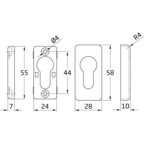 AMIG  Rosace de clé 30AL  58 x 28 mm  Zamak  Argent (1/4)